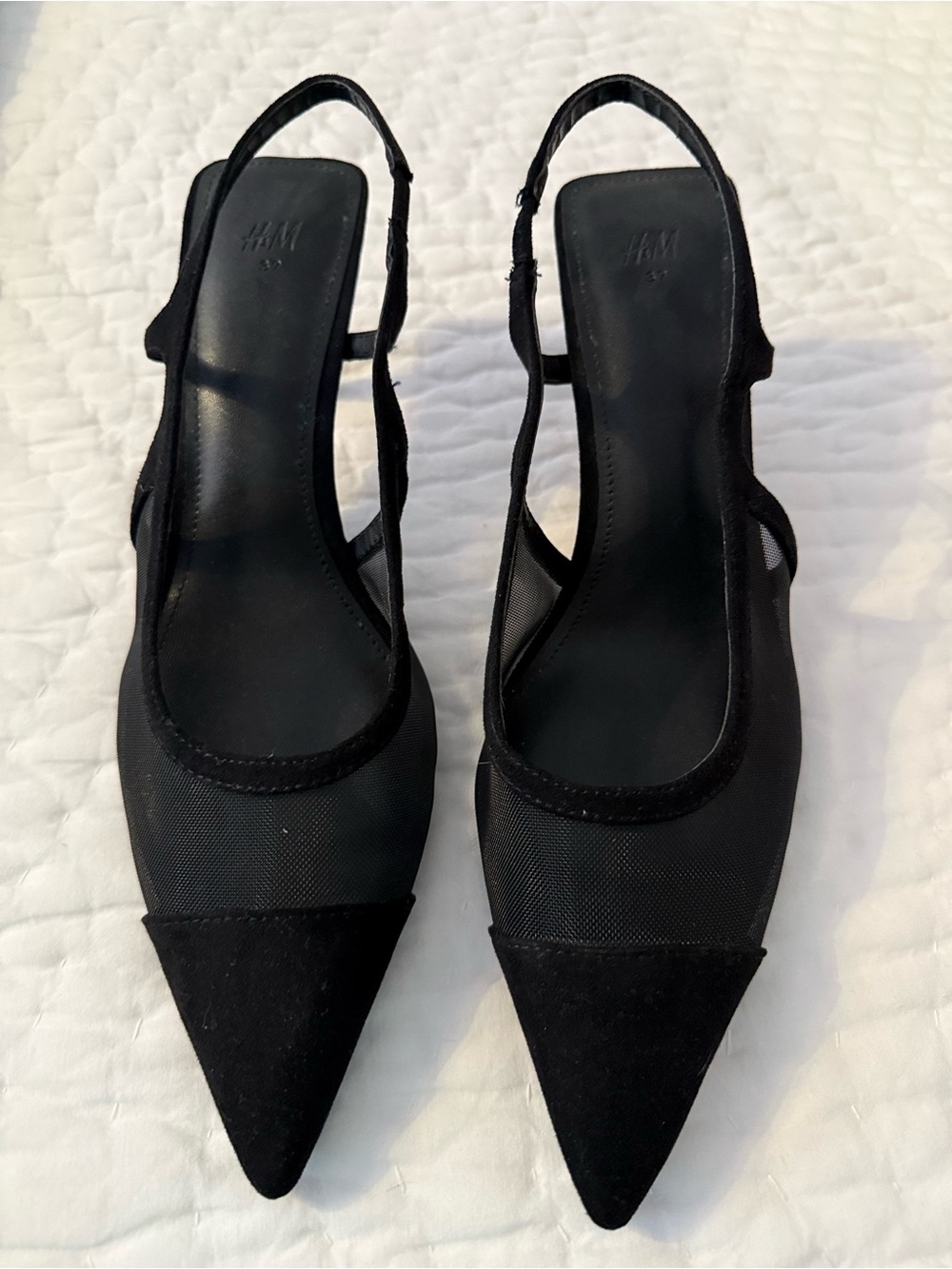 H&M Black Pointed Slingback Heels